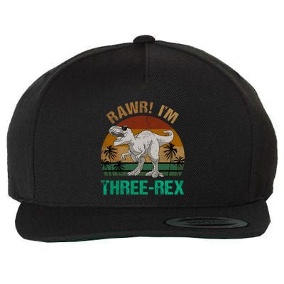 Rawr I'm Three Rex 3rd Birthday T-rex Dinosaur 3 Years Old Wool Snapback Cap