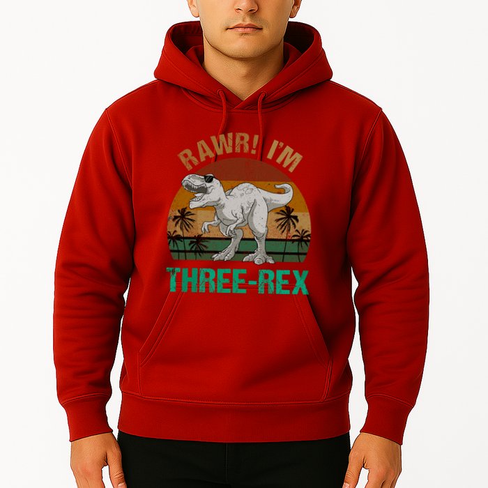 Rawr I'm Three Rex 3rd Birthday T-rex Dinosaur 3 Years Old Hoodie
