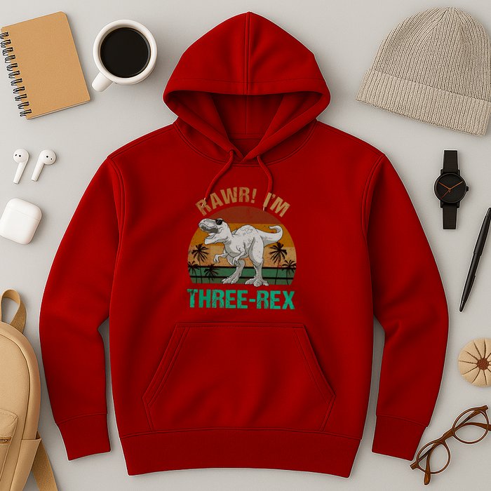 Rawr I'm Three Rex 3rd Birthday T-rex Dinosaur 3 Years Old Hoodie