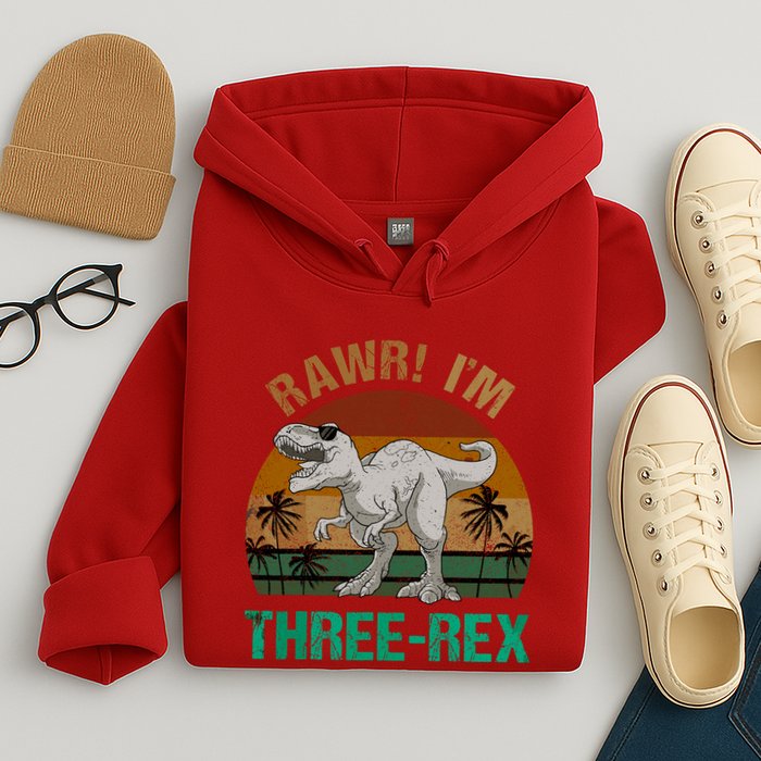 Rawr I'm Three Rex 3rd Birthday T-rex Dinosaur 3 Years Old Hoodie