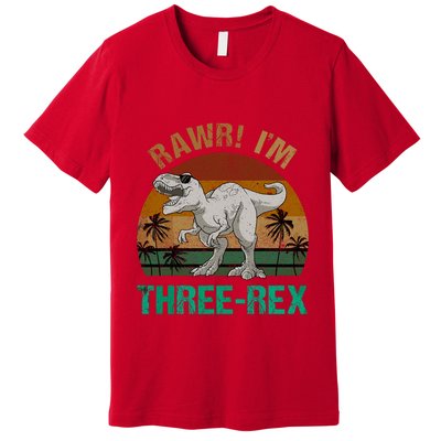 Rawr I'm Three Rex 3rd Birthday T-rex Dinosaur 3 Years Old Premium T-Shirt