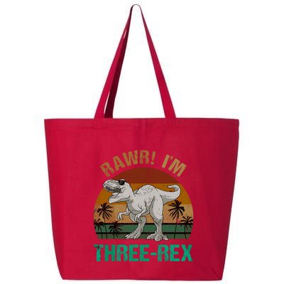 Rawr I'm Three Rex 3rd Birthday T-rex Dinosaur 3 Years Old 25L Jumbo Tote