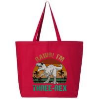 Rawr I'm Three Rex 3rd Birthday T-rex Dinosaur 3 Years Old 25L Jumbo Tote