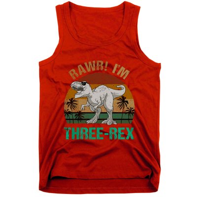 Rawr I'm Three Rex 3rd Birthday T-rex Dinosaur 3 Years Old Tank Top