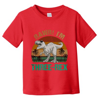 Rawr I'm Three Rex 3rd Birthday T-rex Dinosaur 3 Years Old Toddler T-Shirt