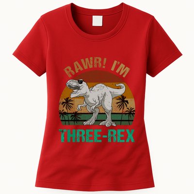 Rawr I'm Three Rex 3rd Birthday T-rex Dinosaur 3 Years Old Womens T-Shirt