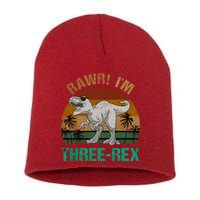 Rawr I'm Three Rex 3rd Birthday T-rex Dinosaur 3 Years Old Short Acrylic Beanie
