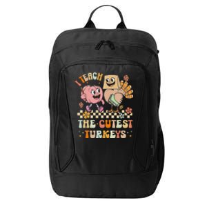 Retro I Teach The Cutest Turkey Thanksgiving Pumpkin Teacher City Backpack