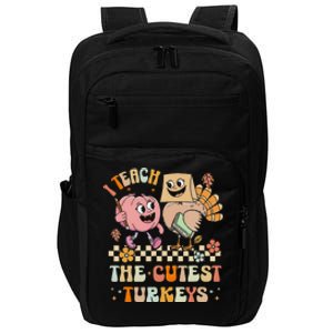 Retro I Teach The Cutest Turkey Thanksgiving Pumpkin Teacher Impact Tech Backpack