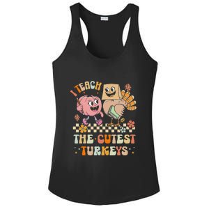 Retro I Teach The Cutest Turkey Thanksgiving Pumpkin Teacher Ladies PosiCharge Competitor Racerback Tank