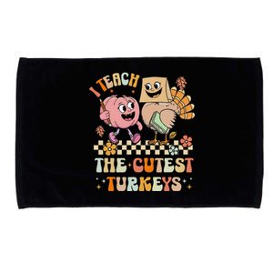 Retro I Teach The Cutest Turkey Thanksgiving Pumpkin Teacher Microfiber Hand Towel