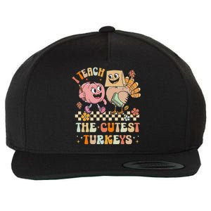 Retro I Teach The Cutest Turkey Thanksgiving Pumpkin Teacher Wool Snapback Cap