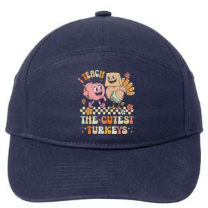 Retro I Teach The Cutest Turkey Thanksgiving Pumpkin Teacher 7-Panel Snapback Hat