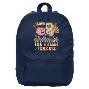 Retro I Teach The Cutest Turkey Thanksgiving Pumpkin Teacher 16 in Basic Backpack