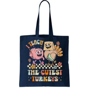 Retro I Teach The Cutest Turkey Thanksgiving Pumpkin Teacher Tote Bag