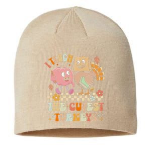 Retro I Teach The Cutest Turkey Thanksgiving Pumpkin Teacher Sustainable Beanie