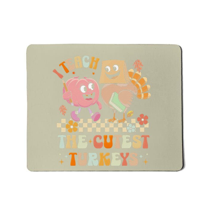 Retro I Teach The Cutest Turkey Thanksgiving Pumpkin Teacher Mousepad