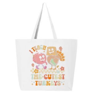 Retro I Teach The Cutest Turkey Thanksgiving Pumpkin Teacher 25L Jumbo Tote