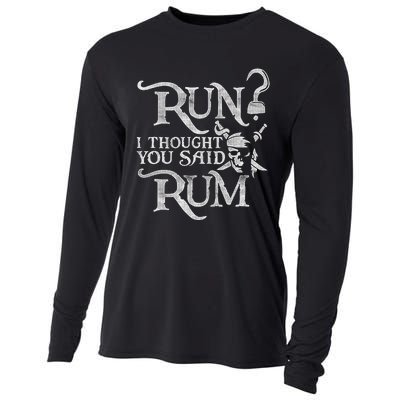 Run I Thought You Said Rum Funny Pirate Running Wine Lover Cooling Performance Long Sleeve Crew