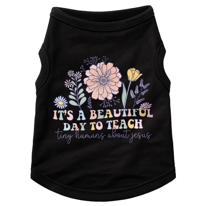 Retro I Teach Tiny Humans About Jesus Christian Teacher Doggie Tank