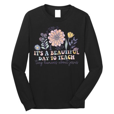 Retro I Teach Tiny Humans About Jesus Christian Teacher Long Sleeve Shirt