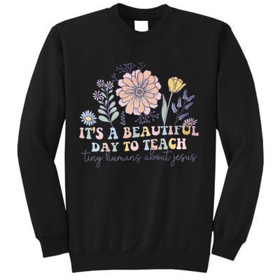 Retro I Teach Tiny Humans About Jesus Christian Teacher Sweatshirt