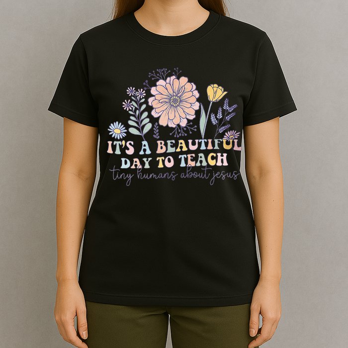 Retro I Teach Tiny Humans About Jesus Christian Teacher T-Shirt