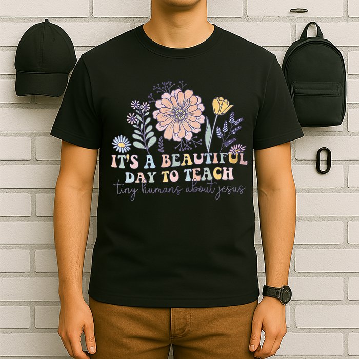 Retro I Teach Tiny Humans About Jesus Christian Teacher T-Shirt