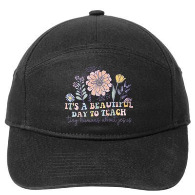 Retro I Teach Tiny Humans About Jesus Christian Teacher 7-Panel Snapback Hat
