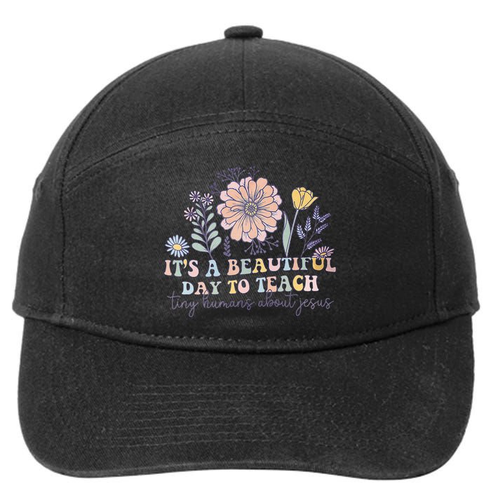 Retro I Teach Tiny Humans About Jesus Christian Teacher 7-Panel Snapback Hat