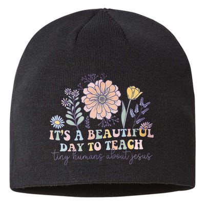 Retro I Teach Tiny Humans About Jesus Christian Teacher Sustainable Beanie
