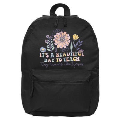 Retro I Teach Tiny Humans About Jesus Christian Teacher 16 in Basic Backpack