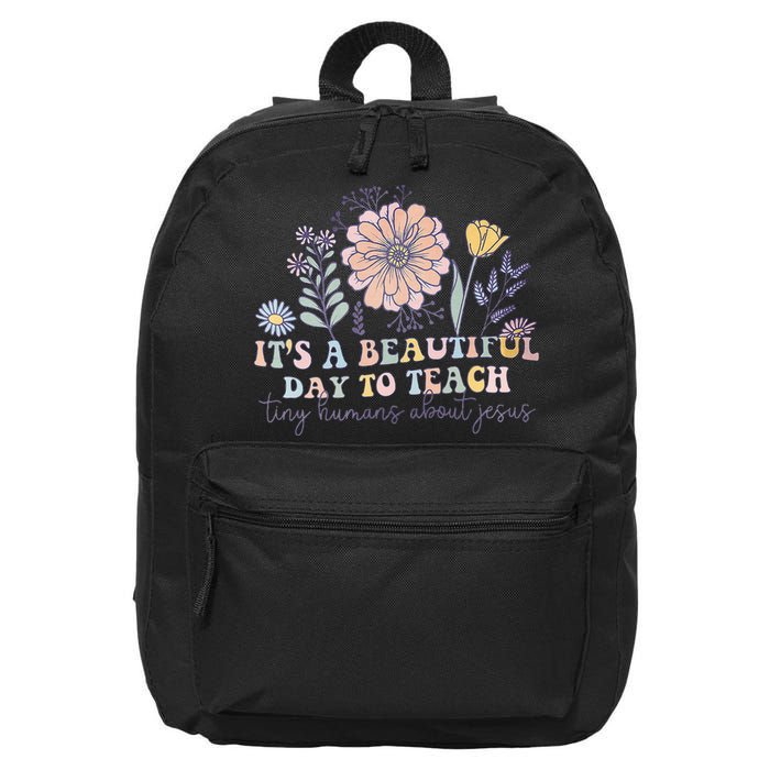 Retro I Teach Tiny Humans About Jesus Christian Teacher 16 in Basic Backpack