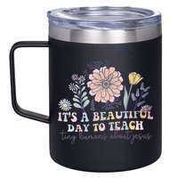 Retro I Teach Tiny Humans About Jesus Christian Teacher 12oz Stainless Steel Coffee Mug