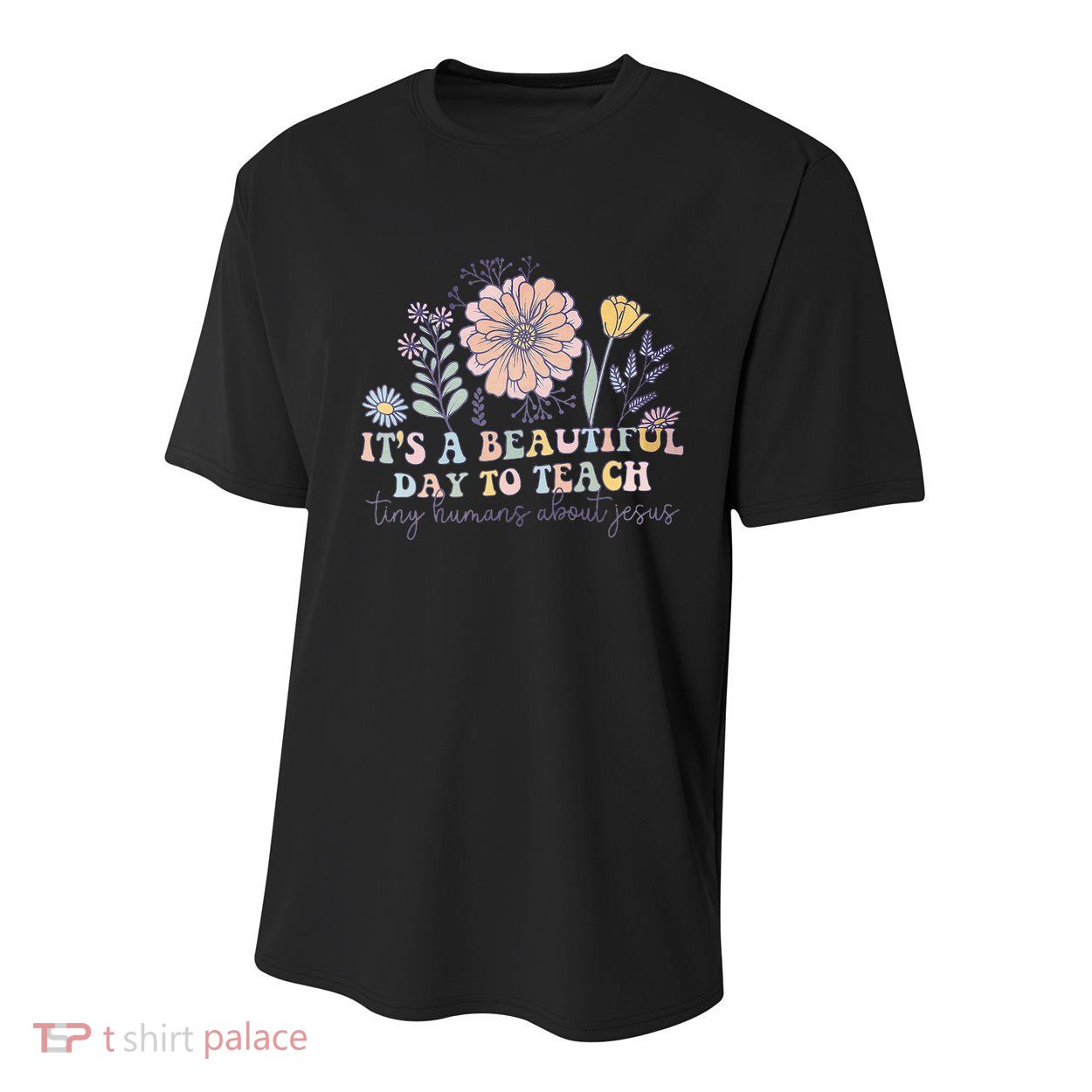 Retro I Teach Tiny Humans About Jesus Christian Teacher Youth Performance Sprint T-Shirt