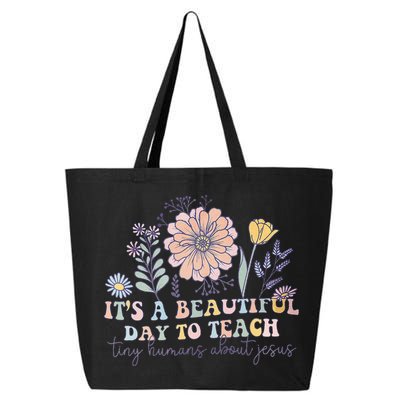 Retro I Teach Tiny Humans About Jesus Christian Teacher 25L Jumbo Tote