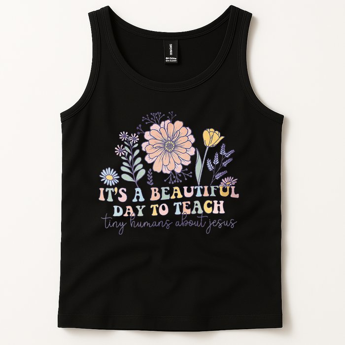 Retro I Teach Tiny Humans About Jesus Christian Teacher Tank Top