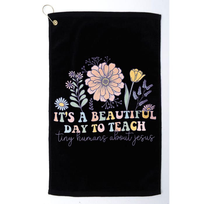 Retro I Teach Tiny Humans About Jesus Christian Teacher Golf Towel