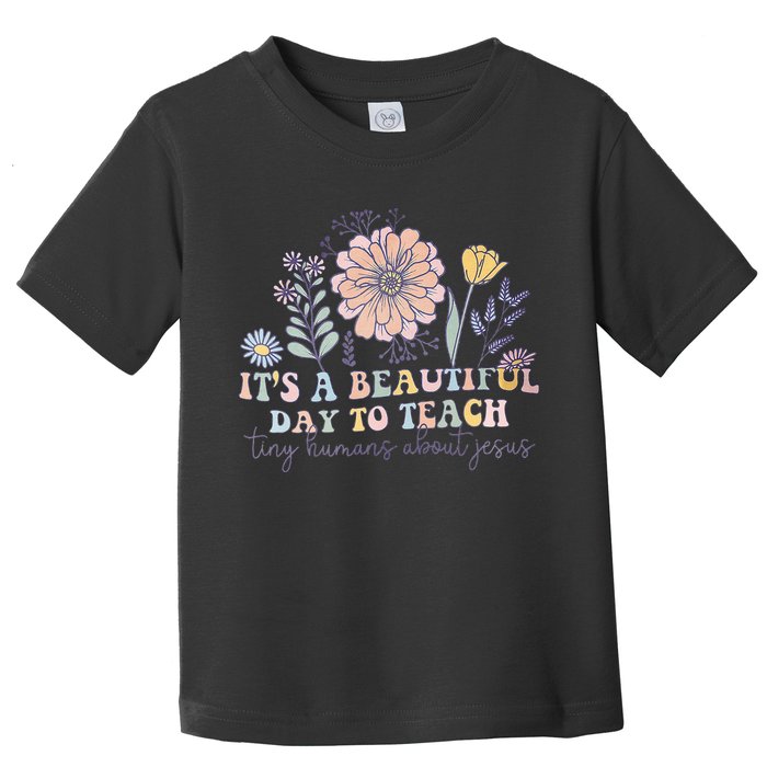 Retro I Teach Tiny Humans About Jesus Christian Teacher Toddler T-Shirt