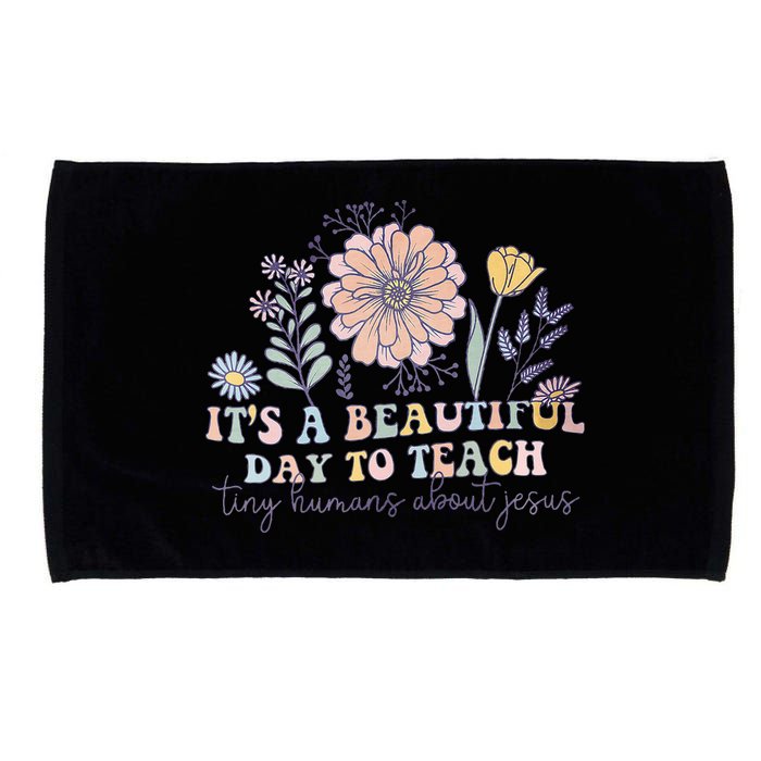 Retro I Teach Tiny Humans About Jesus Christian Teacher Microfiber Hand Towel