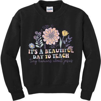 Retro I Teach Tiny Humans About Jesus Christian Teacher Kids Sweatshirt
