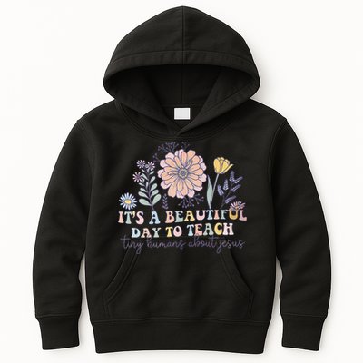 Retro I Teach Tiny Humans About Jesus Christian Teacher Kids Hoodie
