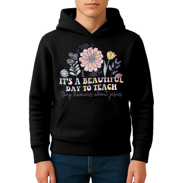 Retro I Teach Tiny Humans About Jesus Christian Teacher Kids Hoodie