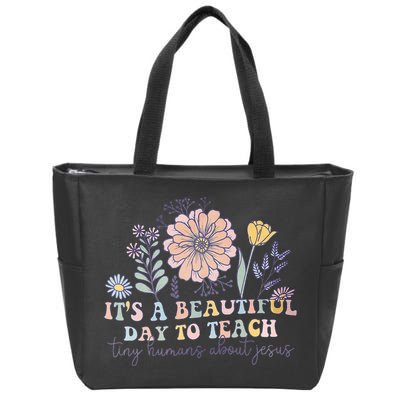 Retro I Teach Tiny Humans About Jesus Christian Teacher Zip Tote Bag