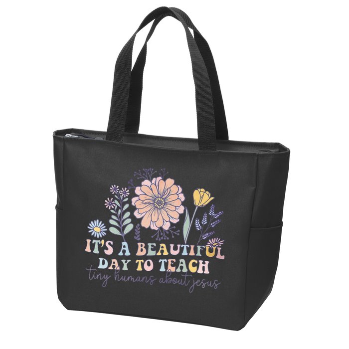 Retro I Teach Tiny Humans About Jesus Christian Teacher Zip Tote Bag