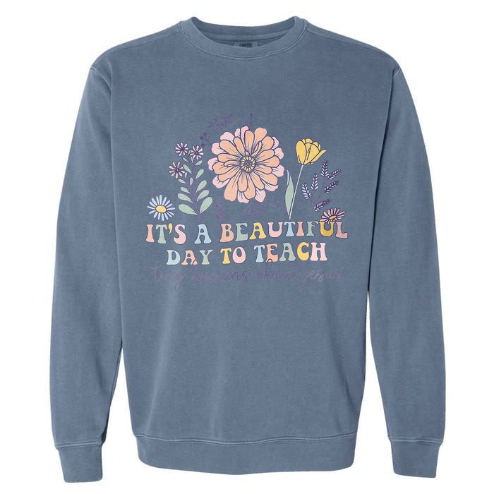 Retro I Teach Tiny Humans About Jesus Christian Teacher Garment-Dyed Sweatshirt