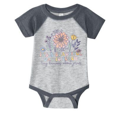 Retro I Teach Tiny Humans About Jesus Christian Teacher Infant Baby Jersey Bodysuit