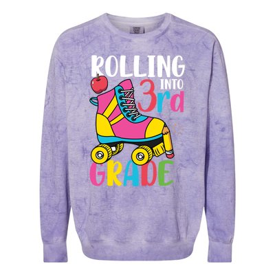 Rolling Into Third Grade Cute 3Rd Grade Cute Gift Colorblast Crewneck Sweatshirt