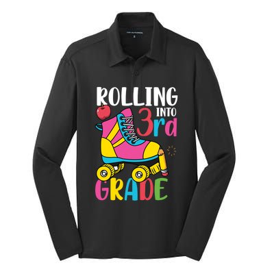 Rolling Into Third Grade Cute 3Rd Grade Cute Gift Silk Touch Performance Long Sleeve Polo