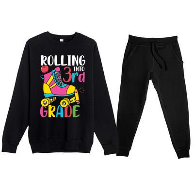 Rolling Into Third Grade Cute 3Rd Grade Cute Gift Premium Crewneck Sweatsuit Set